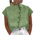 thumbnail image 1 of Birdeem Chemise Décontractée d'Été pour Femmes Mode Ample Bouton Coton Lin Col Montant, 1 of 6