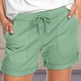 thumbnail image 4 of AherBiu Women's Drawstring High Waisted Button Roll Up Hem Hiking Shorts, Solid Color, 4 of 7