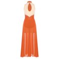 thumbnail image 4 of iefiel Robe de Danse Lyrique pour Femmes Sans Manches avec Strass Scintillants Fendue Robe Maxi Tenue de Danse de Salon Orange TG, 4 of 5