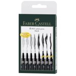 Faber Castell Artist Pack of 8 Assorted Sizes, 8-Pitt Pens in Black, 8 Count