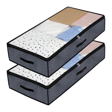 Lksixu 2x Sac de Rangement Pratique Boîte de Rangement Robuste sous le Lit Rangement pour Couette Bacs de Rangement Organisateurs et Rangement