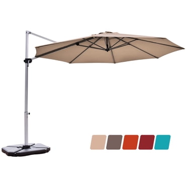 Patiojoy Parasol Déporté d'Extérieur 11 Pieds Auvent de Patio Décalé Beige