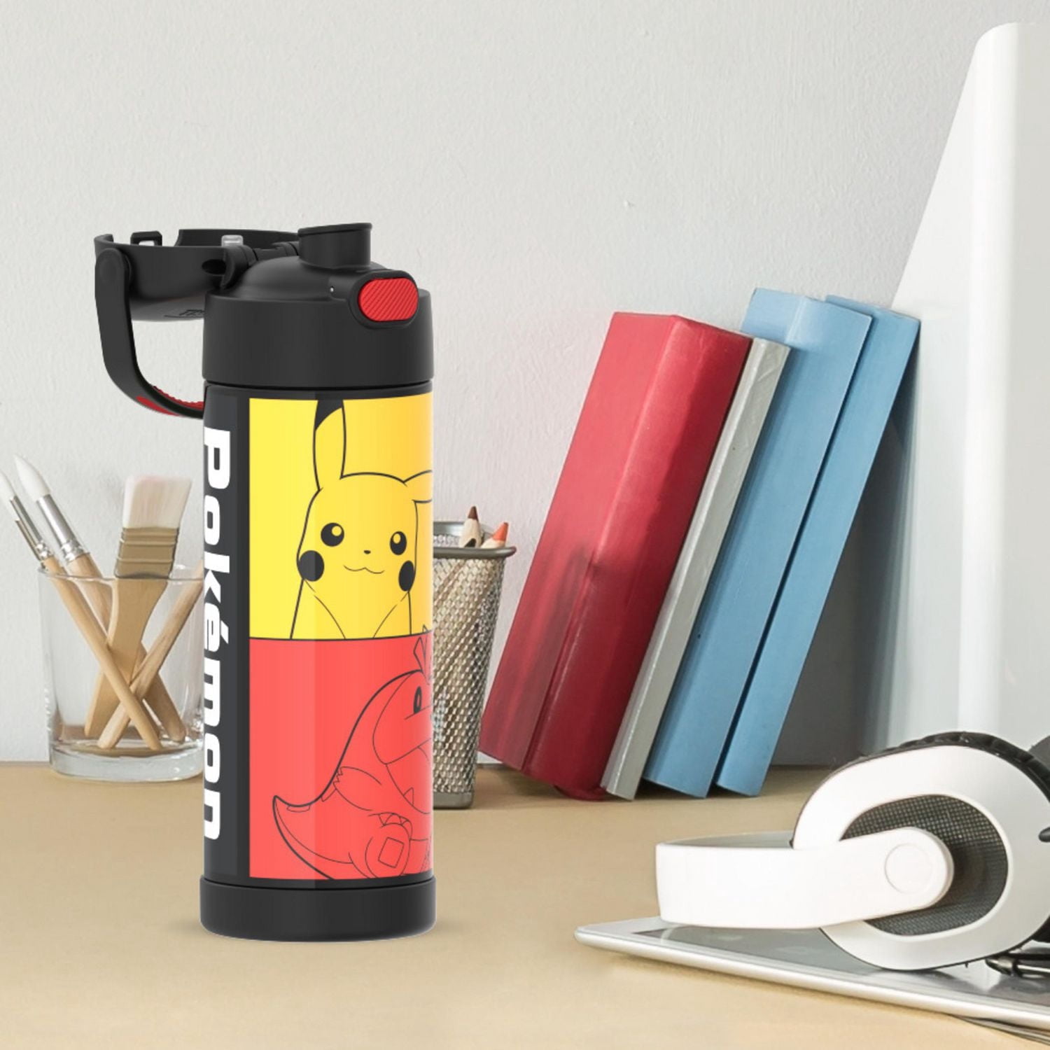 Thermos Kids Stainless Steel Vacuum Insulated Funtainer Water Bottle with Spout Lid, 470 ml, Pokemon