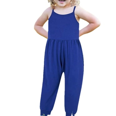 Girls Childrens Summer Solid Color Romper Sling Sleeveless Backless Short Jumpsuit