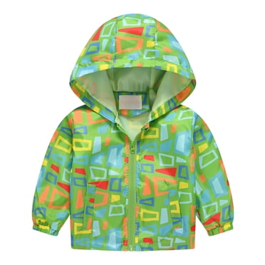 dmqupv Girls Raincoat Toddler Rain Jacket Kids Cartoon Windbreaker Coat Baby Girl Boy Zip Hooded Outerwear Fall Raincoat Green,Size for 1-2 Years