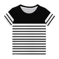 thumbnail image 2 of Zwiiyzr T-Shirt Rayé 2025 pour Enfants Col Rond Manches Courtes pour Garçons Filles Noir-7-8 Ans, 2 of 6
