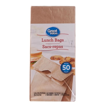 Great Value , Sacs-Repas en Papier Jetables, 50 Sacs