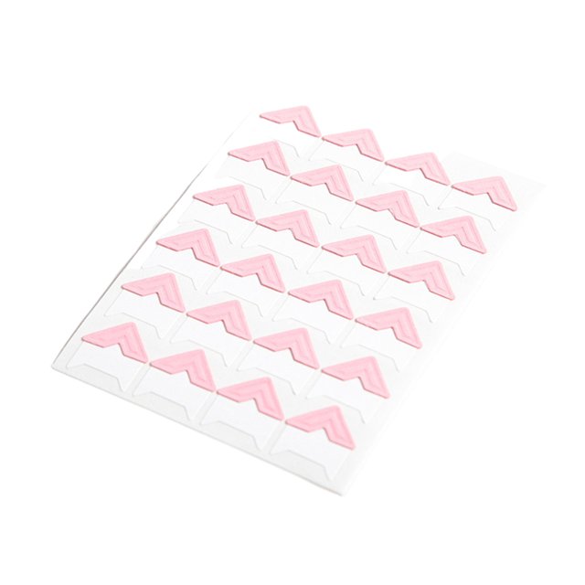 Transemion 24pcs Paper Durable And Tear-resistant Corner Stickers For Photo Album Easy To Replace Durability pink