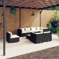 thumbnail image 1 of vidaXL 9 Piece Garden Lounge Set with Cushions Poly Rattan Black, 1 of 5