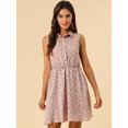 thumbnail image 4 of INSPIRE CHIC Women's Printed Half Placket Sleeveless Belted Dress, 4 of 6