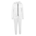 thumbnail image 4 of Cathalem Women's Pant Suit Set for Work Side Slit Drawstring Wide Leg Pants Set Jumpsuits,White L, 4 of 5