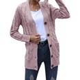 thumbnail image 4 of CFLVAEK Plus Size Cardigan Sweaters for Women Cable Knit Button Down Cardigans with Pockets Comfy Long Sleeve Soft Sweater Solid Color Fall Coat Outwear Pink XXXL, 4 of 9