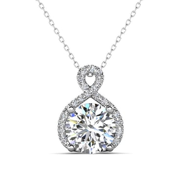 Cate & Chloe Alessandra Collier en Argent Plaqué Or Blanc 18k avec Diamants Simulés pour Femmes