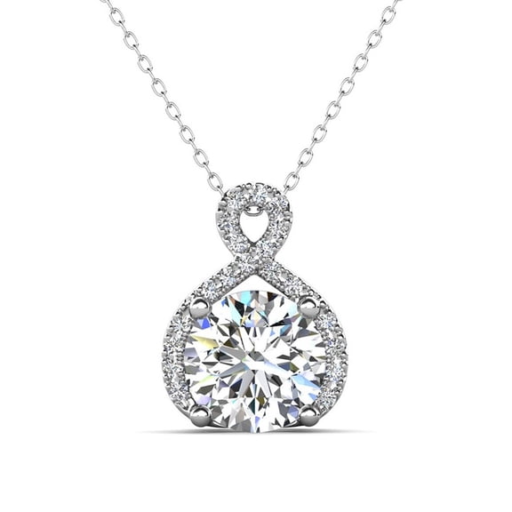 Cate & Chloe Alessandra 18k White Gold Plated Silver Necklace with Simulated Diamonds for Women