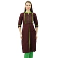 thumbnail image 1 of Phagun Kurti Droite à Col Mandarin pour Femmes, Motif Uni, Robe Ethnique Indienne de Designer, 1 of 8