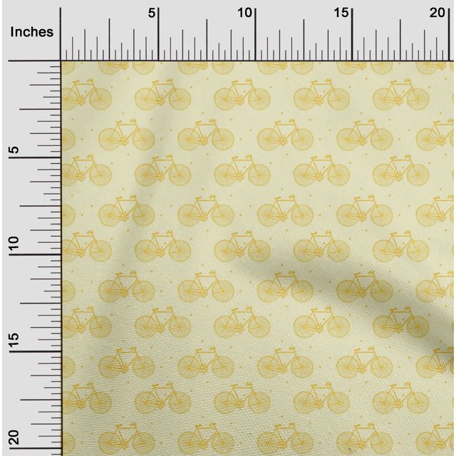 oneOone Georgette Viscose Fabric Dot & Bicycle Block Decor Fabric Printed BTY 42 Inch Wide