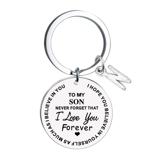 Creative DIY To My Son Stainless Steel Last Name 26 Letter Keychain 2.5x2.5cm