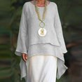 thumbnail image 1 of pxiakgy T-Shirts pour Femmes Mode Grande Taille Irrégulière Décontracté Lin Manches Longues Col Rond blouse T-Shirts Femmes Gris + TG, 1 of 9