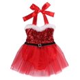 thumbnail image 4 of Nouvelle Barboteuse de Noël pour Nouveau-Né Bébé Fille, Tenue Robe Tutu en Tulle avec Père Noël, Costume, 4 of 5