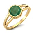 thumbnail image 2 of 0.75 Cts Round Shape Emerald Solitaire 925 Sterling Silver Gold Vermeil Split Shank Wedding Women Rings, 2 of 3