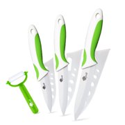 3-Piece Ceramic Knife Set with Covers-Sharp White Blade Rust Proof Kitchen Knives Stain Resistant Household Vegetables Slicing Tool