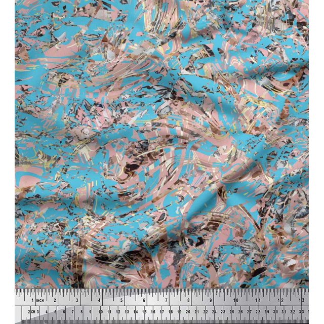 Soimoi Poly Georgette Fabric Marble Stone Texture Fabric Prints By Yard 42 Inch Wide