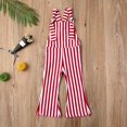 thumbnail image 4 of Infants Girl Romper Baby Overall Summer Flat Neck Sleeveless Striped Wide-Leg Backless Jumpsuit, 4 of 5