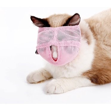 Cat Muzzles - Breathable Mesh Muzzles Prevent Cats from Biting and Chewing(Pink,L)