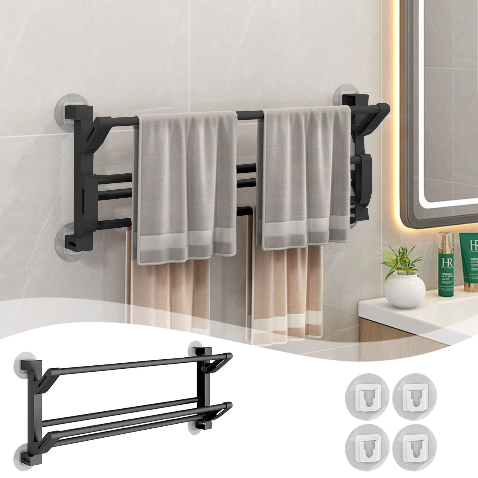 Wall Mounted Shoe Rack for Bathroom Storage | Foldable Hanging Slipper Holder and Towel Rack | No Punch Installation for Behind Door Crevice | Organizer for Shoes Towels and Kitchen Tools