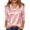 Pink 3/4 linen tops for women, variant on justHIGH Cowl Neck 3/4 Sleeve Dressy Casual Tops for Women Satin Silky Office Work Blouses Summer Basic Loose Fit Tunic Shirts Yellow,S