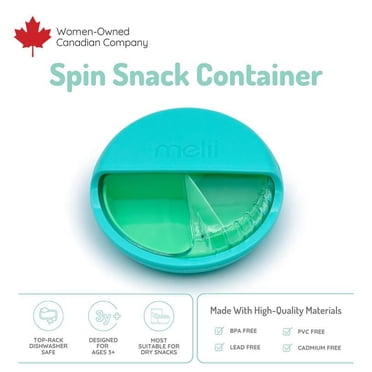 Melii Spin Snack Container, Food Storage for Kids 12 months +, 3 Compartments - Blue - 1 unit