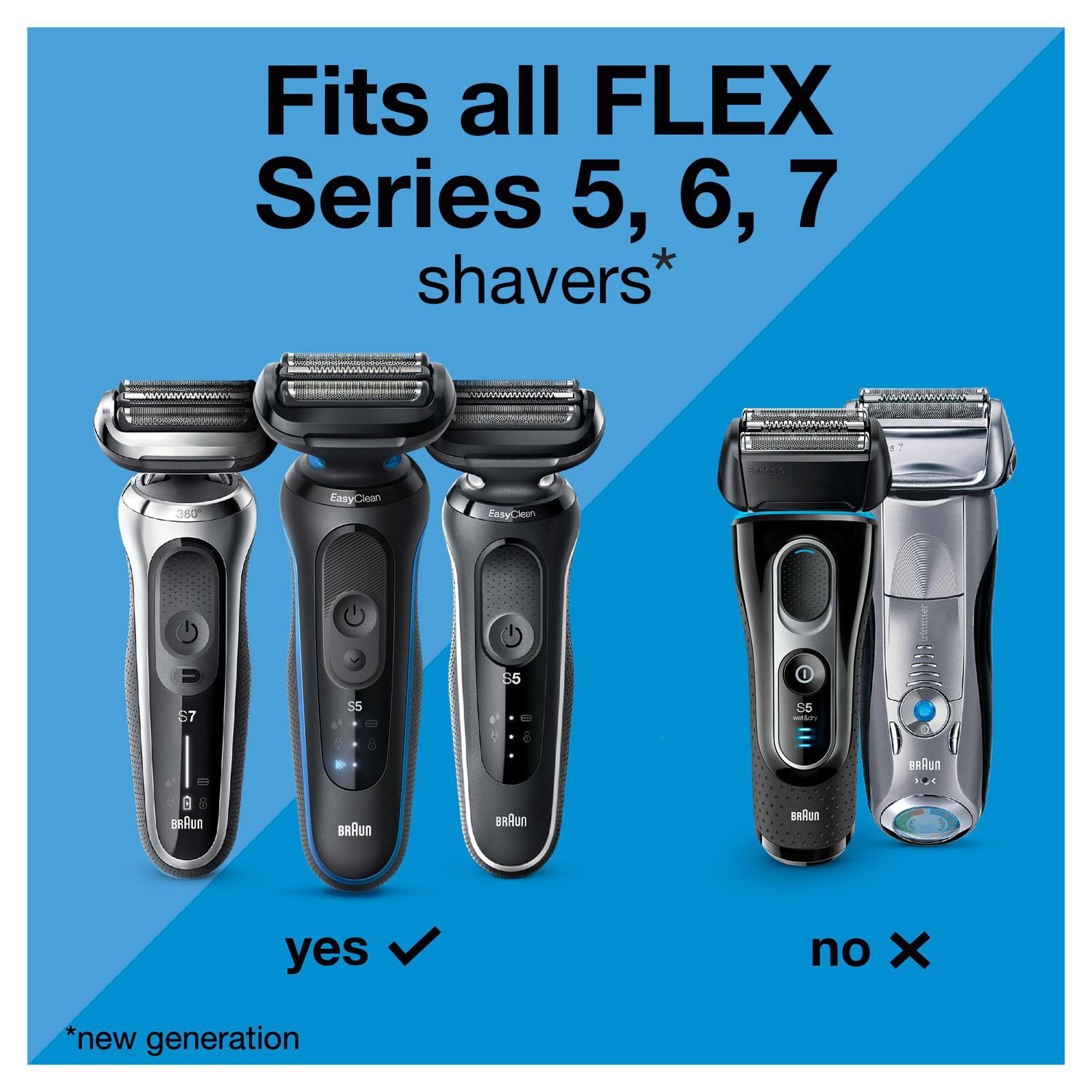 Braun Series 5 Tête de Rechange pour Rasoir Électrique, Installez Facilement Votre Tête de Rasoir pour un Rasage Aussi Efficace Que le Premier Jour, Compatible avec les Rasoirs Series 5 de Nouvelle Génération, 54B, Noir
