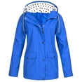 thumbnail image 1 of LSLJS Women Solid Rain Jacket Outdoor Plus Size Hooded Raincoat Windproof( Blue, M), 1 of 3