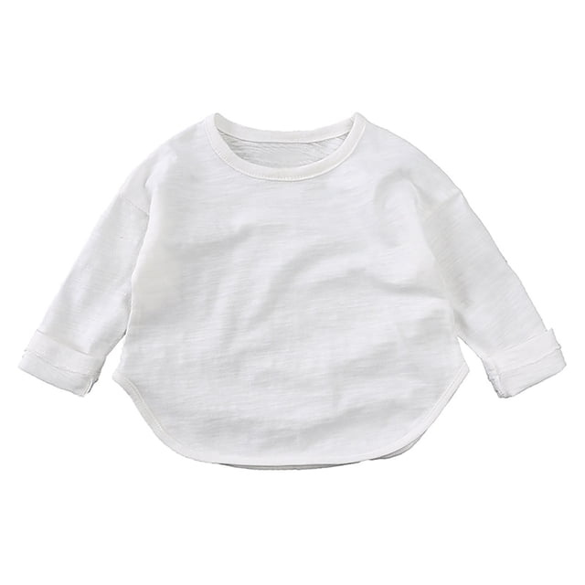 RXIRUCGD T-Shirt à Manches Longues à Col Rond pour Enfants Hommes et Femmes ( Blanc, Taille : 2-3 Ans )