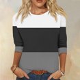 thumbnail image 2 of Timegard Womens Tops Crewneck 3/4 Sleeve Color Block Comfy Tee Shirts Fall Casual Loose Tops Blouse, 2 of 5