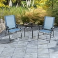 thumbnail image 4 of Costway Chaise de Patio 4 Pcs Pliable à Dossier en Toile avec Accoudoirs Portable en Métal pour Repas en Plein Air Bleu, 4 of 8