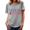 thumbnail image 1 of Hauts d'Été Grande Taille pour Femmes Hauts d'Été Tendance pour Femmes Imprimé de la Fête de l'Indépendance Vacances Manches Courtes Col Rond Décontracté Coupe Ample T-Shirts Graphiques Col en V T-Shirt Femme en Liquidation, 1 of 4