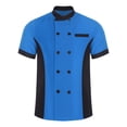thumbnail image 1 of TiaoBug Unisex Chef Jacket Double Breasted Short Sleeve Chef Coat Hotel Restaurant Kitchen Work Wear Blue S, 1 of 5