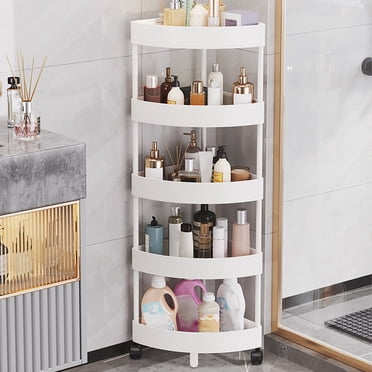 Apmemiss Clearance Slim Storage Cart, 5 Tier Bathroom Organizer Mobile Shelving Unit, Rolling Utility Cart Slide Out Organizer for Kitchen, Bathroom, Laundry, Narrow Places