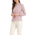 thumbnail image 4 of INSPIRE CHIC Chemisier en Mousseline pour Femmes Travail Bureau Col Montant Manches Longues Blouse S Rose, 4 of 6