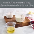 thumbnail image 3 of Mainstays 3-Piece Plastic Measuring Cup Set, Clear, with Pour Spouts and Space-Saving Design, 3 of 8