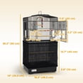 thumbnail image 3 of PawHut 36" Bird Cage with Accessories, Handle, Mesh Cover, Tray, Black, 3 of 10
