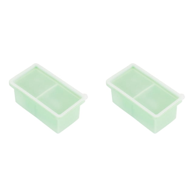 (2-Pack) Rinsvye Silicone Freezer Tray with Reusable Silicone Food Trays Lid Soup Freezer Container 2 Cup Extra Large Ice Cube Tray Makes 2 Perfect 250Ml Portions Cubes for Freezing Soup Stews Sauce