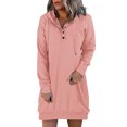 thumbnail image 1 of Robe à Capuche Décontractée pour Femmes Automne Manches Longues Chandail en Molleton Boutonné à Cordon Léger, 1 of 4