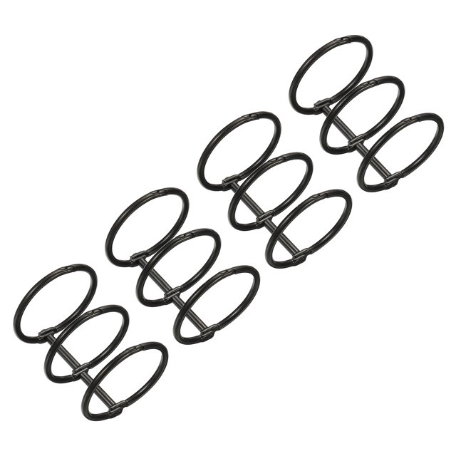 Unique Bargains 1.18' Dia. 3 Circle Detachable Metal Binder Rings Loose Leaf Rings, Black 4 Pack