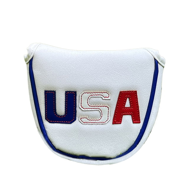 Xingzhi Housse de Club de Golf Durable avec Fermeture Identification du Club Ronde Protection en Cuir PU avec pour Drapeau Housse Ronde Blanche USA Demi-Circulation