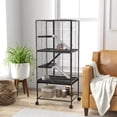 thumbnail image 2 of PawHut 4-Tier Ferret Cage Rolling Small Animal Cage w/ Storage Shelf, Grey, 2 of 10