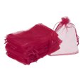 thumbnail image 1 of 100 Pcs Sacs en Organza 3.9x5.9 Pouces Pochettes à Cordon Sac en Filet Rouge Vin, 1 of 7
