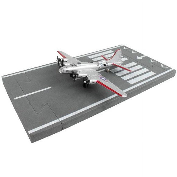 Boeing B-17 Flying Fortress Bomber Aircraft Silver Metallic "United States Army Air Force" with Runway Section Diecast Model Airplane by Runway24