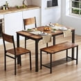 thumbnail image 3 of SOGES Dining Table Set of 4, Kitchen Table with 2 Chairs 1 bench, Use for Living Room Dining Room Kitchen, Rustic Brown, 3 of 8